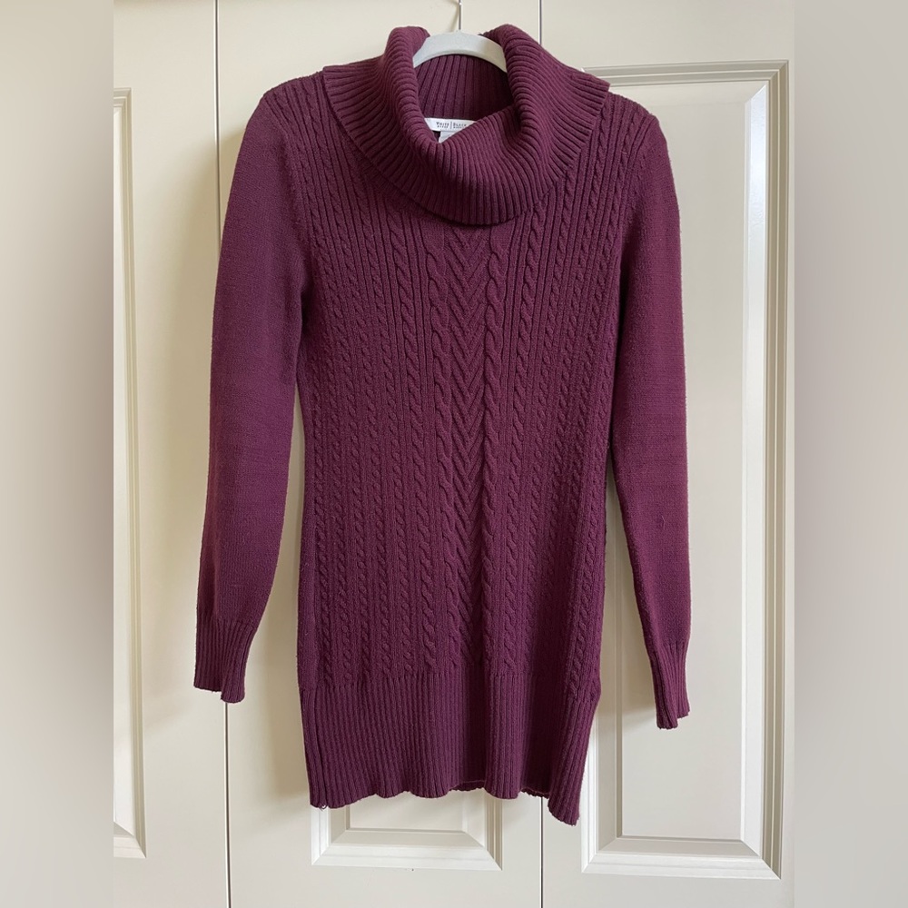 WHBM long cable knit sweater with cowl neck - small